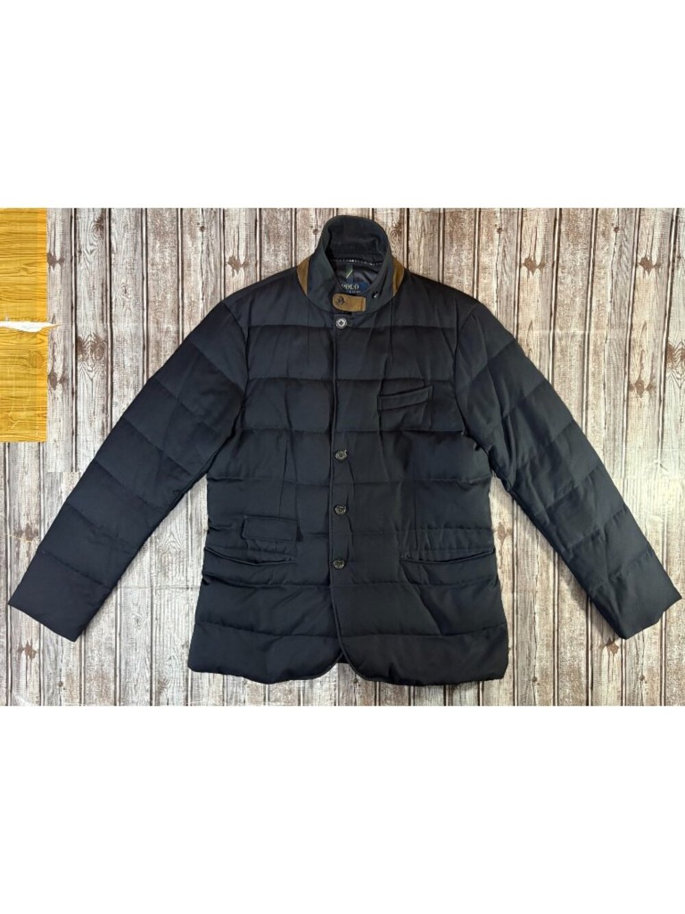 Polo Ralph Lauren Quilted Down Cashmere Wool Coat Jacket Size M color Navy